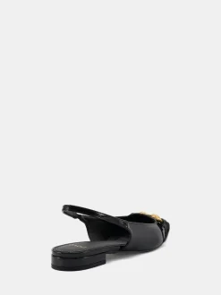 Novo Black Wide Fit Colish Hardware Slingback Flats