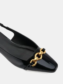 Novo Black Wide Fit Colish Hardware Slingback Flats