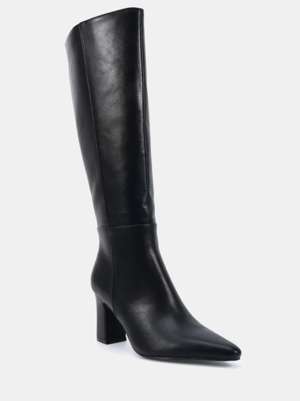 Novo Black Wide Fit Gala Point Toe Block Heel Knee Boots