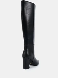 Novo Black Wide Fit Gala Point Toe Block Heel Knee Boots