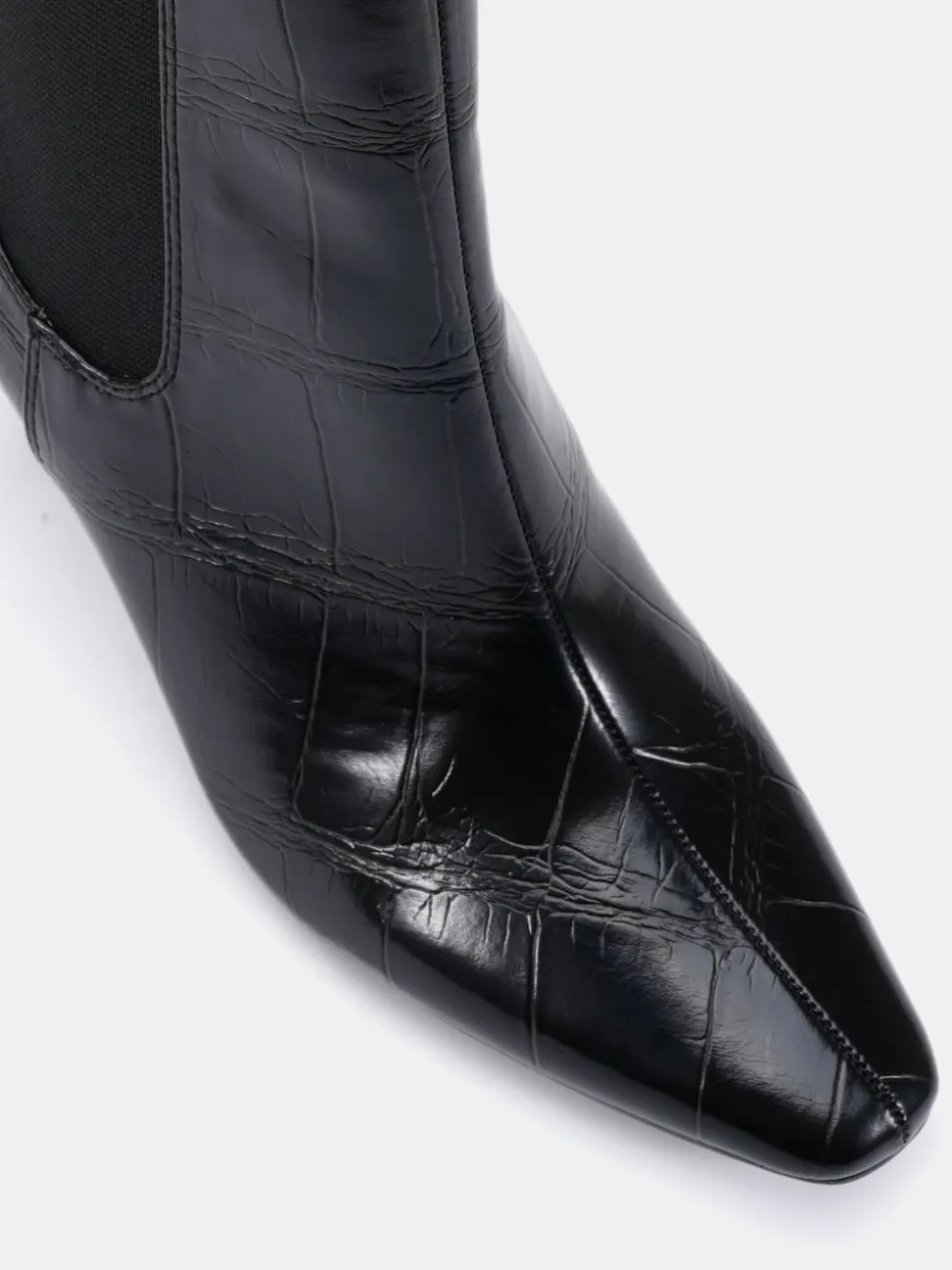 Novo Black Wide Fit Kennedy Curved Mid Heel Chelsea Ankle Boots
