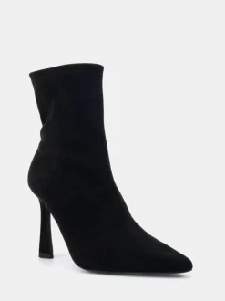 Novo Black Wide Fit Kiss Point Toe Stiletto Stretch Ankle Boots