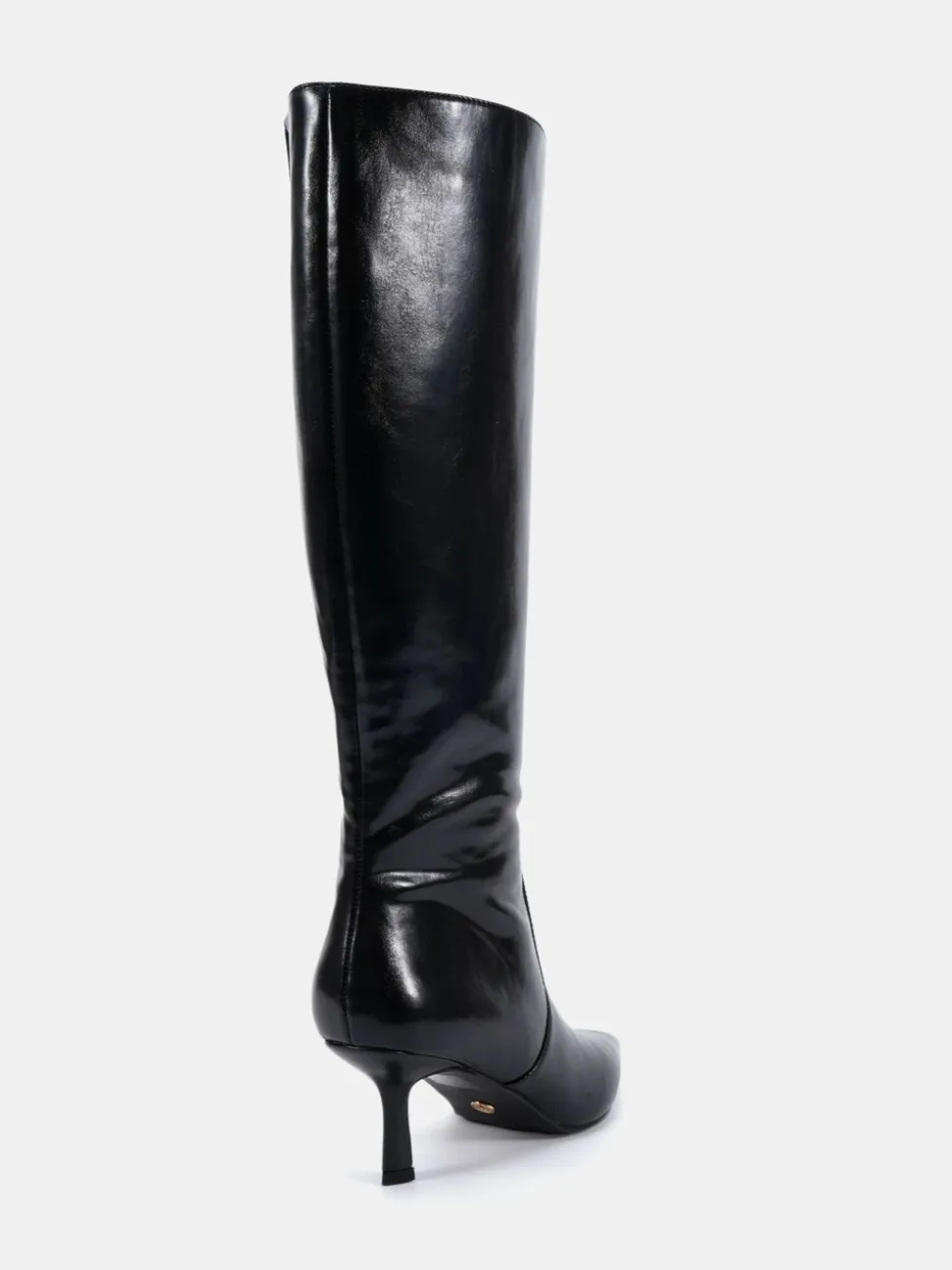 Novo Black Wide Fit Wide Fit Grateful Mid Stiletto Heel Point Knee Boots
