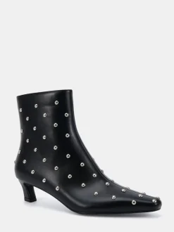 Novo Black Wide Fit Wide Fit Kiki Studded Low Heel Ankle Boots