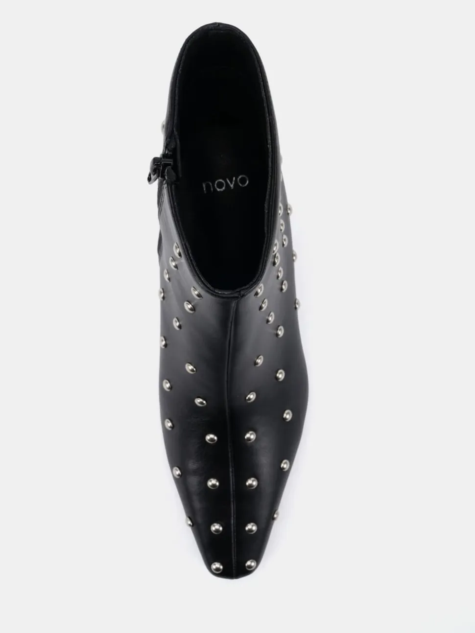 Novo Black Wide Fit Wide Fit Kiki Studded Low Heel Ankle Boots