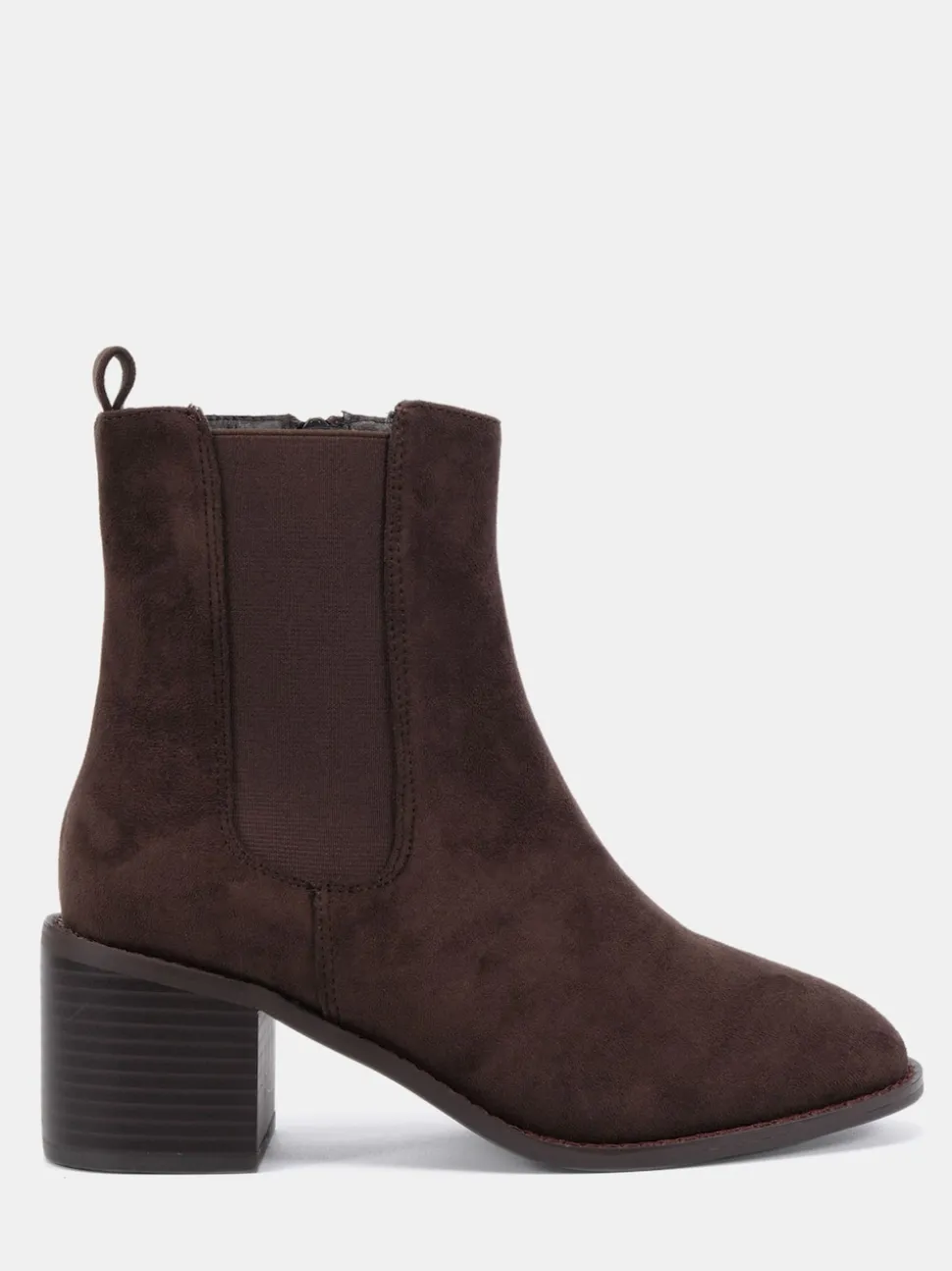 Novo Brown Wide Fit Juno Block Heel Chelsea Ankle Boots