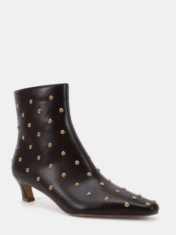Novo Brown Wide Fit Wide Fit Kiki Studded Low Heel Ankle Boots
