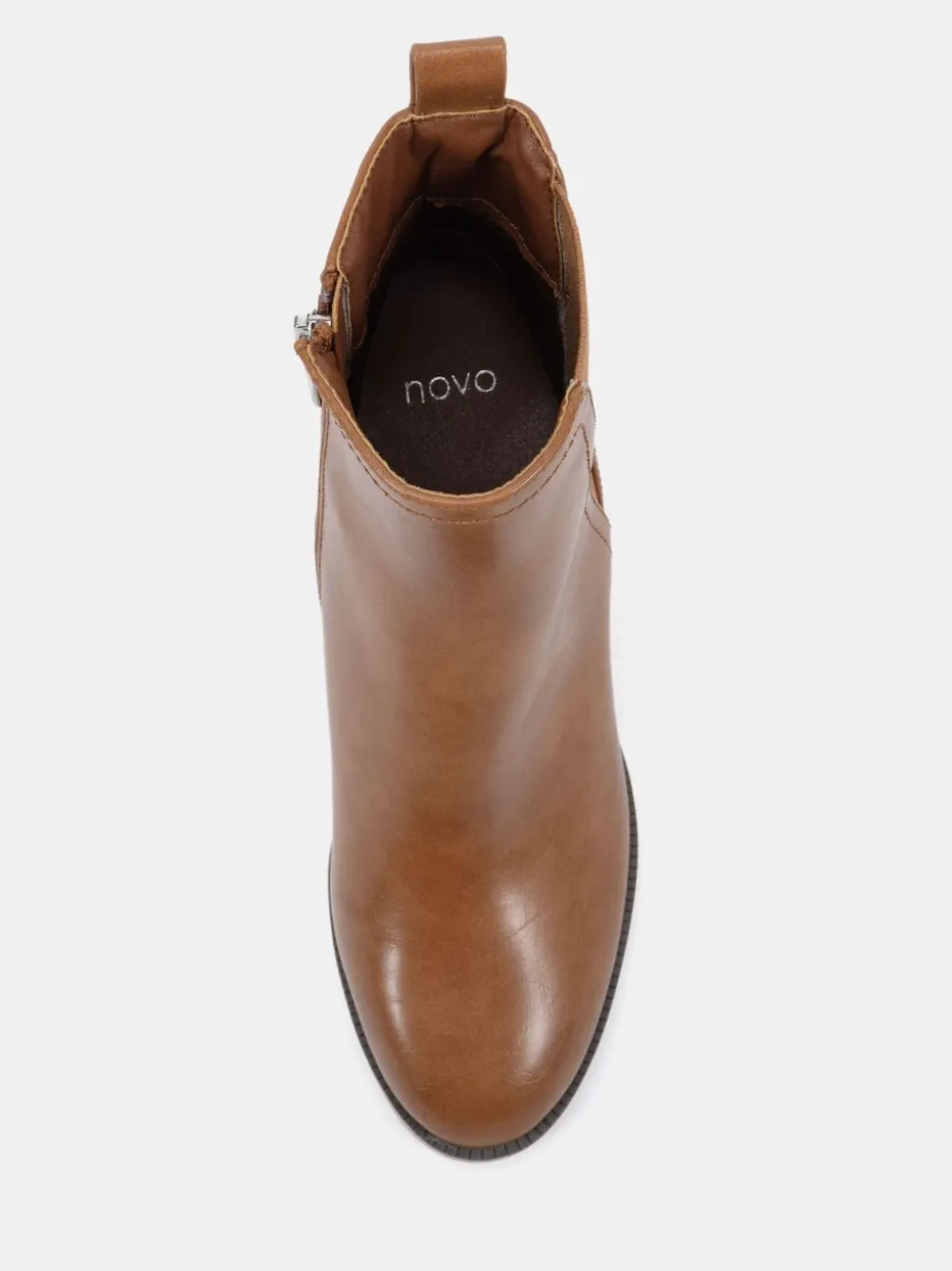 Novo Brown Wide Fit Wide Fit Jessie Block Heel V Chelsea Ankle Boots