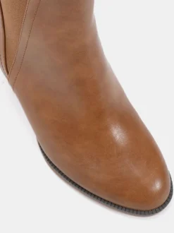 Novo Brown Wide Fit Wide Fit Jessie Block Heel V Chelsea Ankle Boots