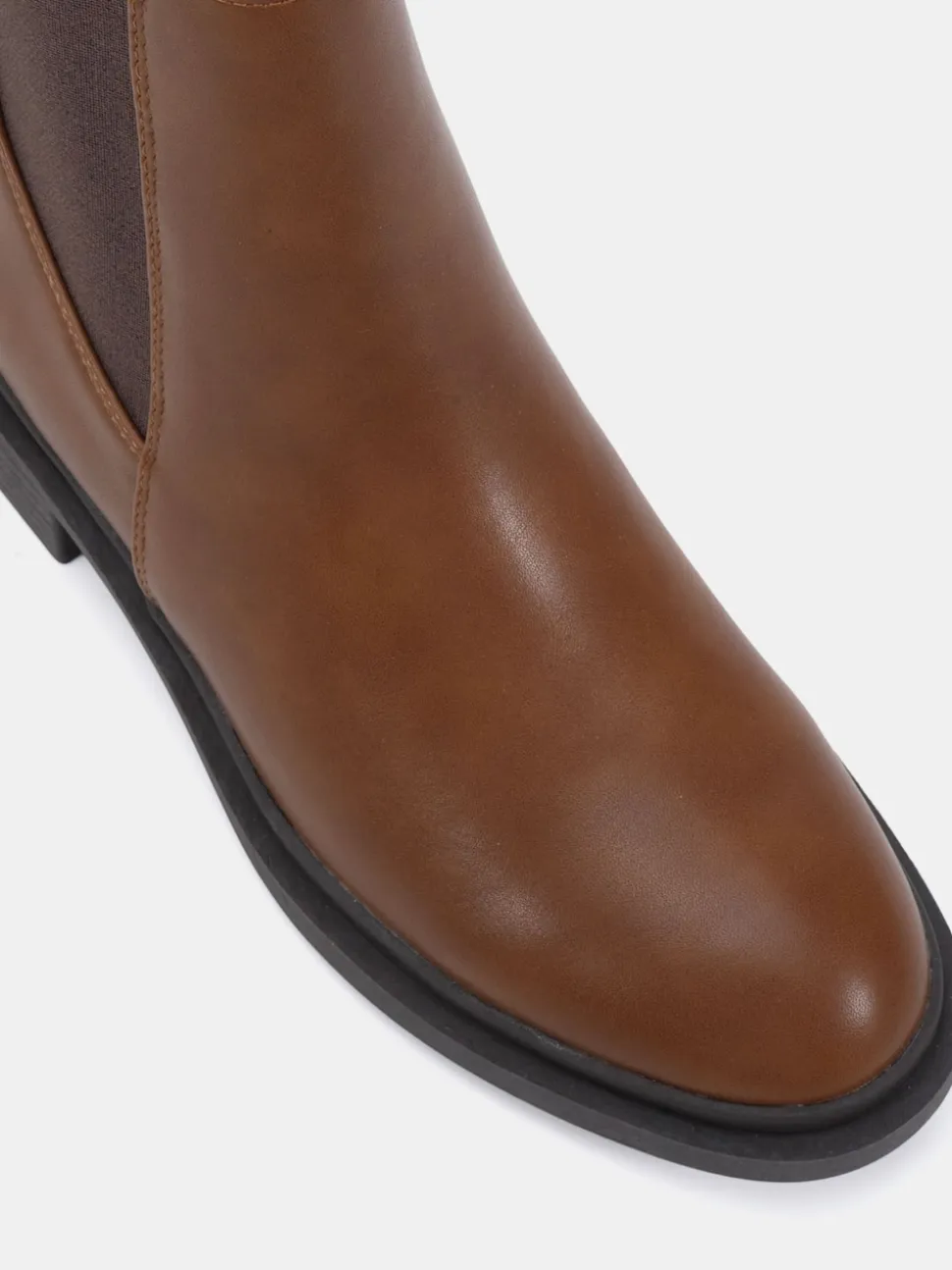 Novo Chocolate Brown Wide Fit Dottie Flat Chelsea Ankle Boots