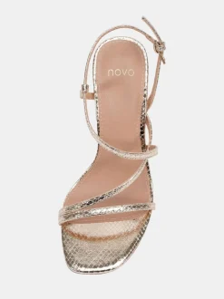 Novo Gold Wide Fit MONDRIAN Strappy Heeled Sandals