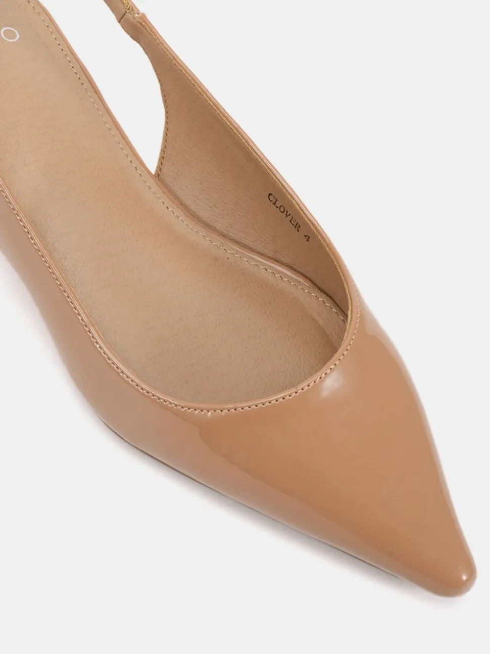 Novo Natural Clover Point Toe Low Heel Slingback Shoes