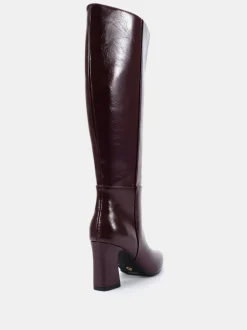 Novo Red Wide Fit Gala Point Toe Block Heel Knee Boots