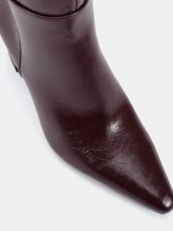 Novo Red Wide Fit Gala Point Toe Block Heel Knee Boots