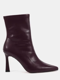 Novo Red Wide Fit Kiss Point Toe Stiletto Stretch Ankle Boots