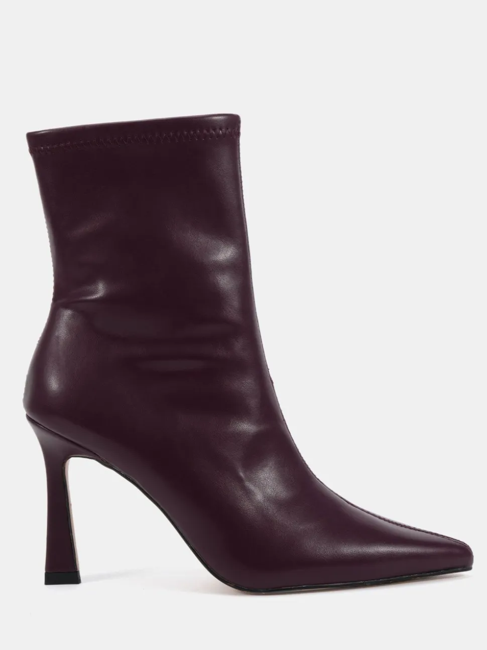 Novo Red Wide Fit Kiss Point Toe Stiletto Stretch Ankle Boots