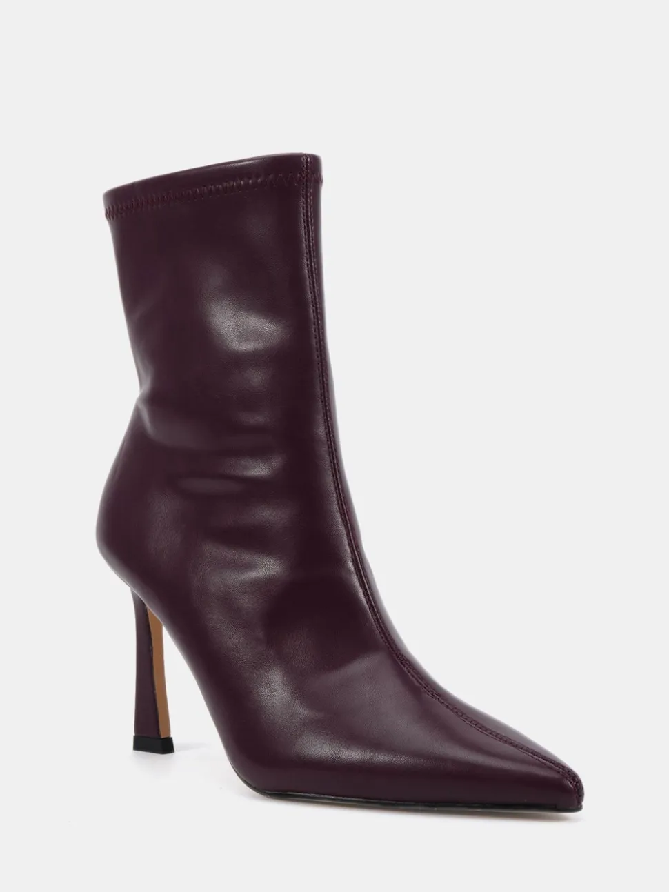 Novo Red Wide Fit Kiss Point Toe Stiletto Stretch Ankle Boots