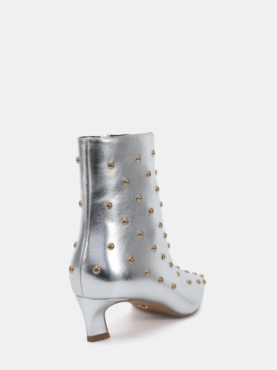 Novo Silver Wide Fit Wide Fit Kiki Studded Low Heel Ankle Boots