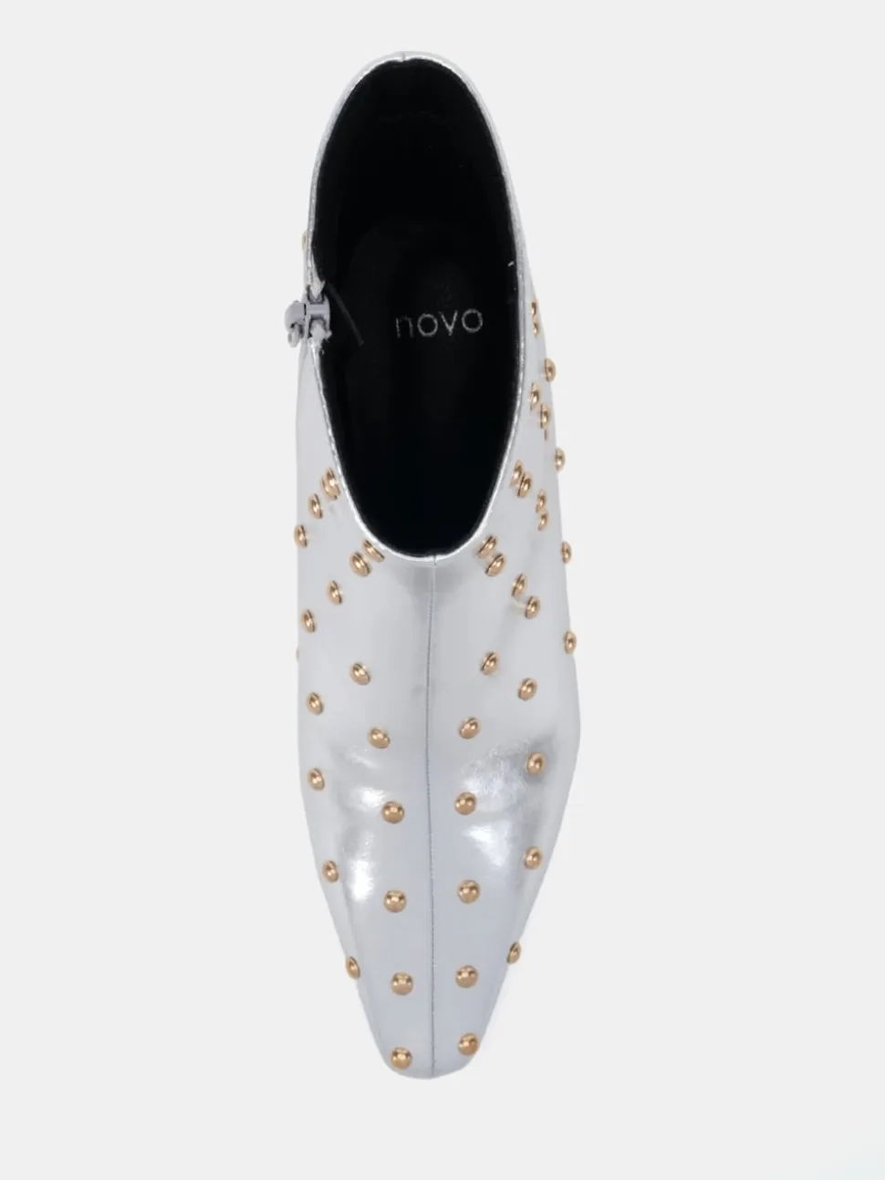 Novo Silver Wide Fit Wide Fit Kiki Studded Low Heel Ankle Boots