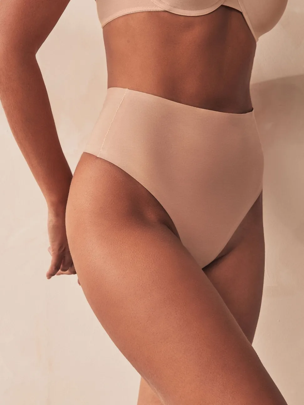 Nude High Waist Thong Shaping Tummy Control Premium Cotton Blend Knickers