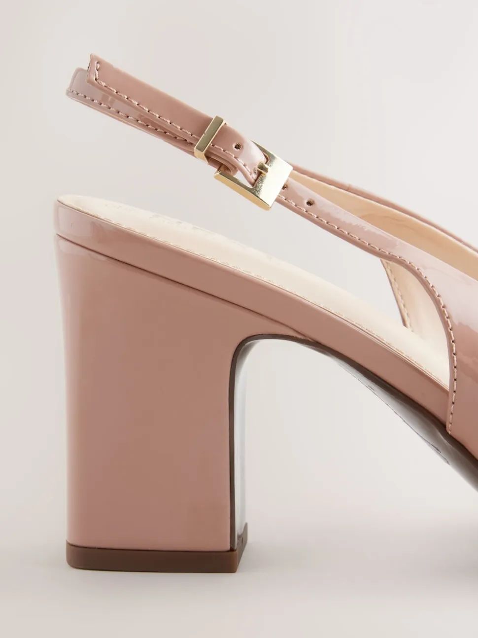 Nude Pink Extra Wide Fit Hardware Slingback Block Heels