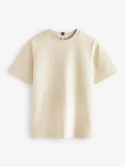 Oatmeal Cream Heavyweight Short Sleeve Crew Neck T-Shirt