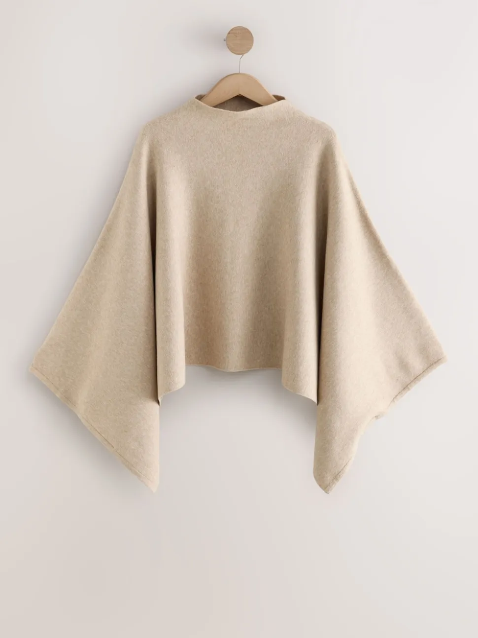 Oatmeal Fine Knit Cape Poncho