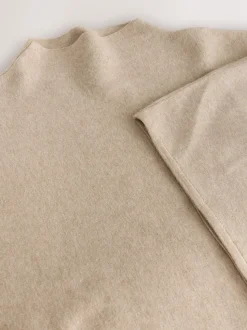 Oatmeal Fine Knit Cape Poncho
