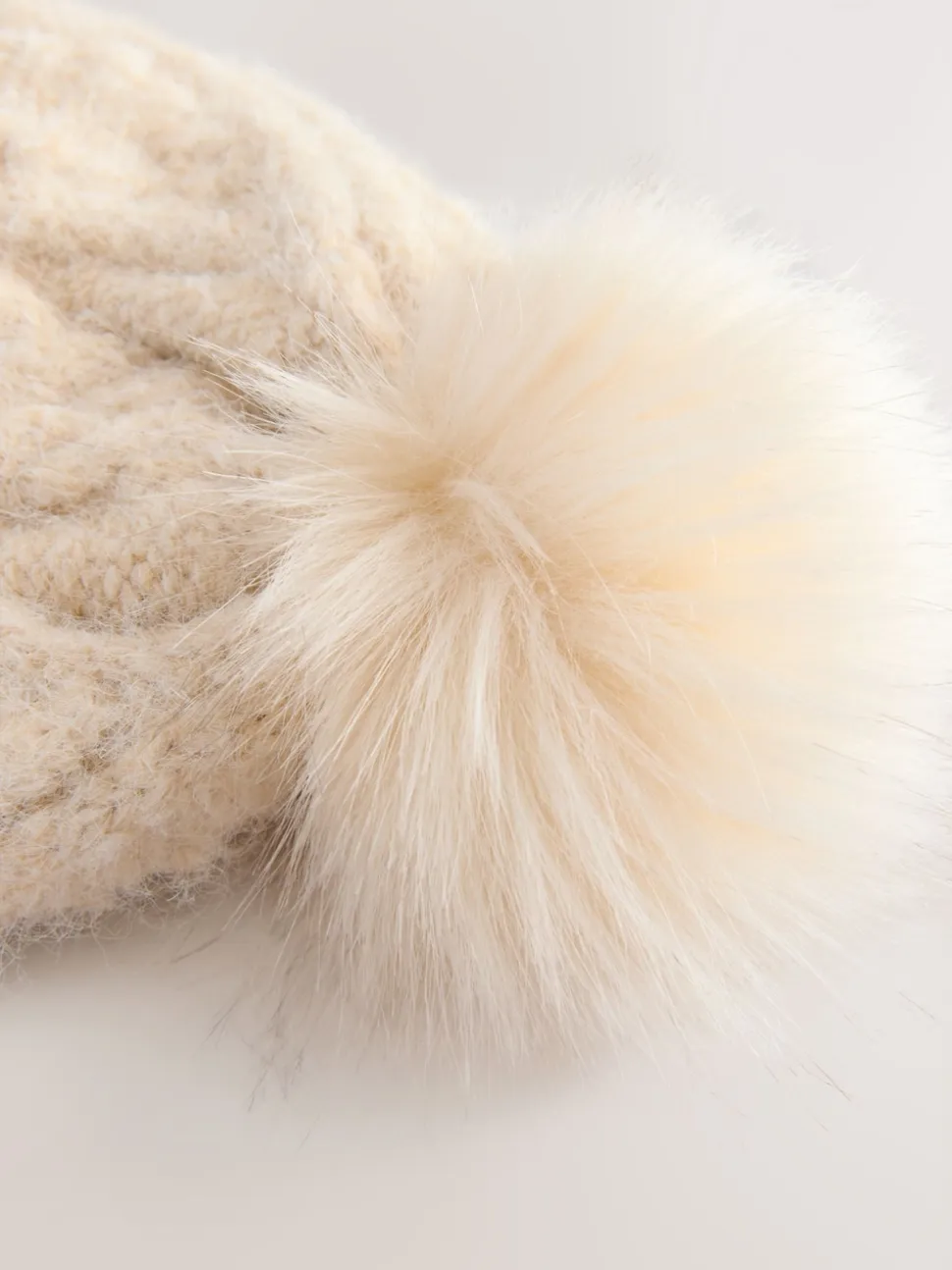 Oatmeal Pointelle Knit Pom Hat