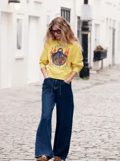Ochre Yellow Graphic Farmers Market Crew Neck Sweatshirt