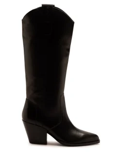 Off The Hook Black Austin Pointed-Toe Knee-High Western Boots