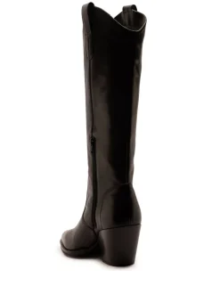 Off The Hook Black Austin Pointed-Toe Knee-High Western Boots