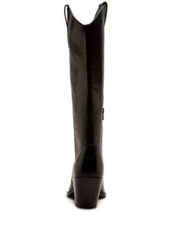 Off The Hook Black Austin Pointed-Toe Knee-High Western Boots