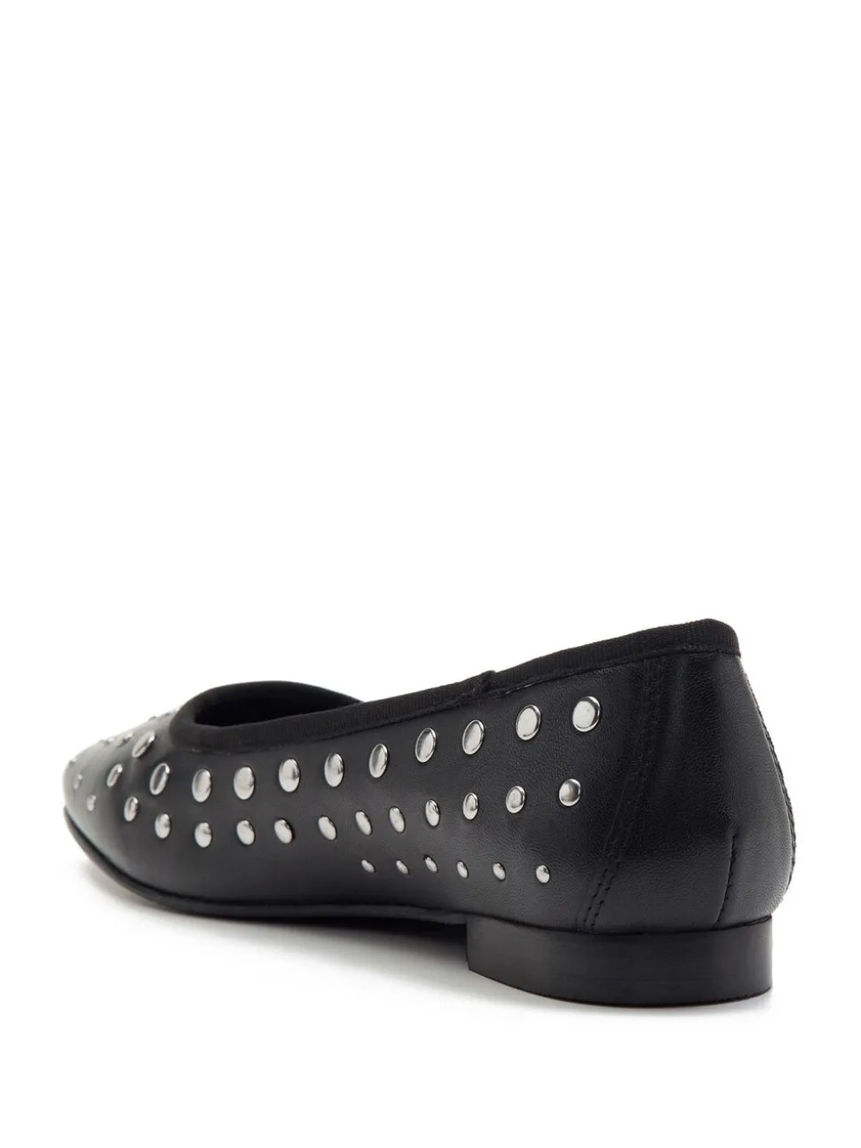Off The Hook Black Dollis Leather Studded Ballerina Flats