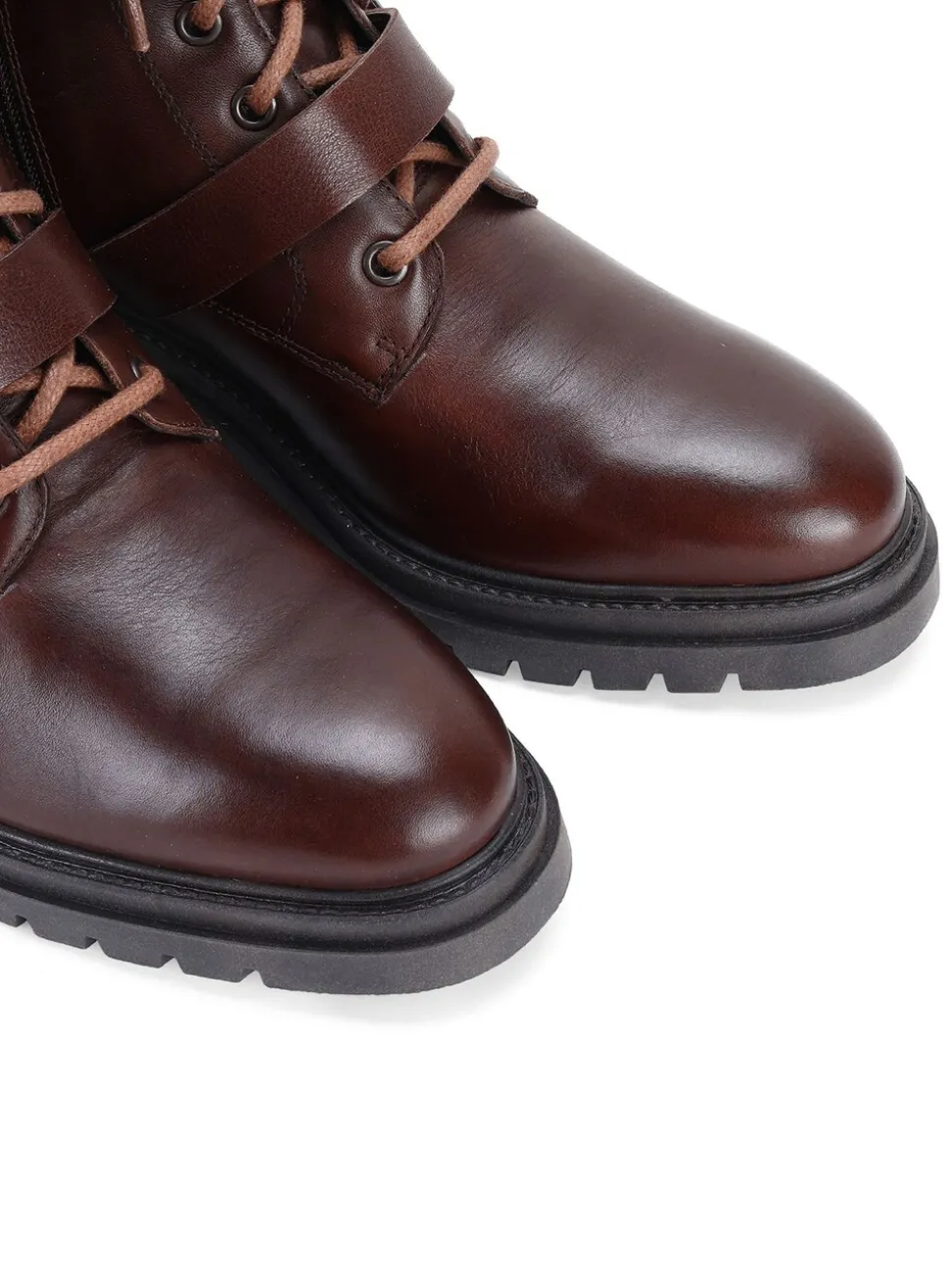 Off The Hook Brown Parkside Block Heel Leather Combat Boots