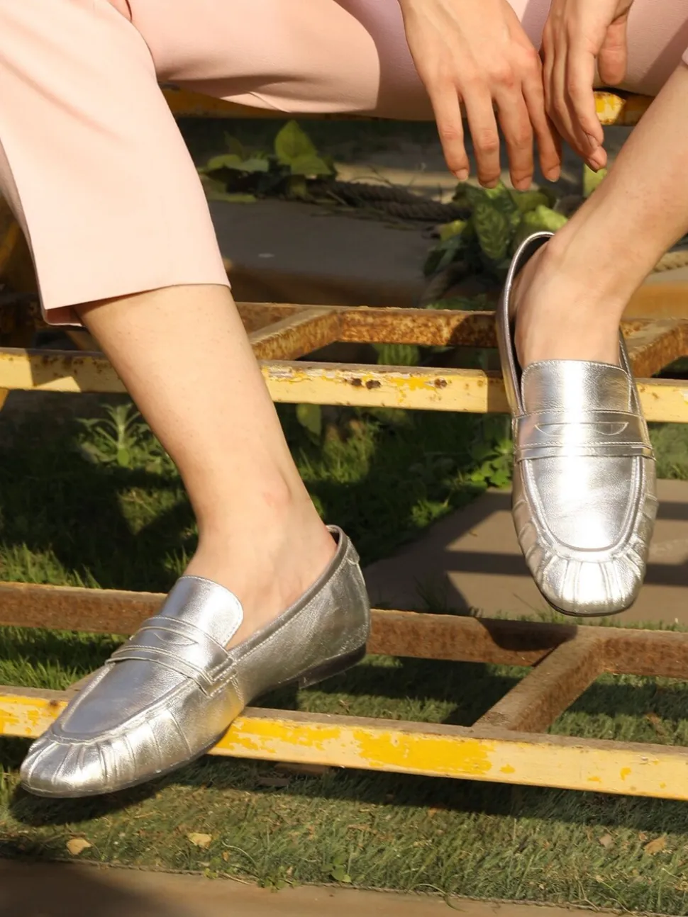Off The Hook Silver Charing Flat Casual Slip On Leather Loafers