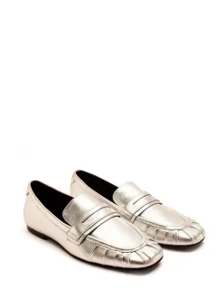 Off The Hook Silver Charing Flat Casual Slip On Leather Loafers