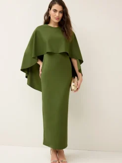 Olive Green Cape Maxi Dress