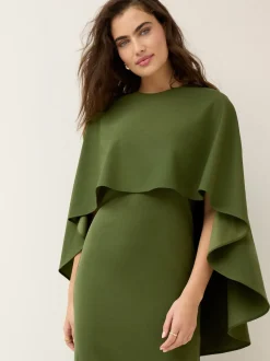 Olive Green Cape Maxi Dress