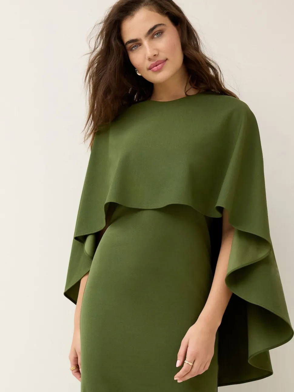 Olive Green Cape Maxi Dress