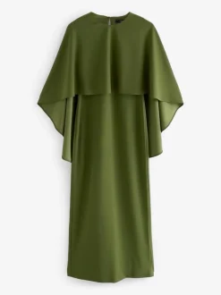 Olive Green Cape Maxi Dress