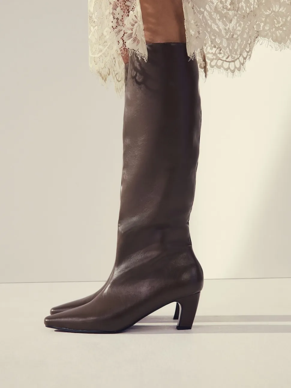 Olive Green Forever Comfort® Curved Heel Knee High Boots