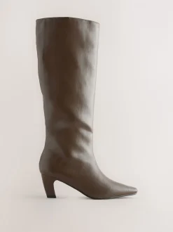 Olive Green Forever Comfort® Curved Heel Knee High Boots