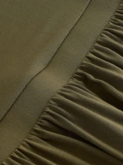 Olive Green Jersey Waisted Summer Dress