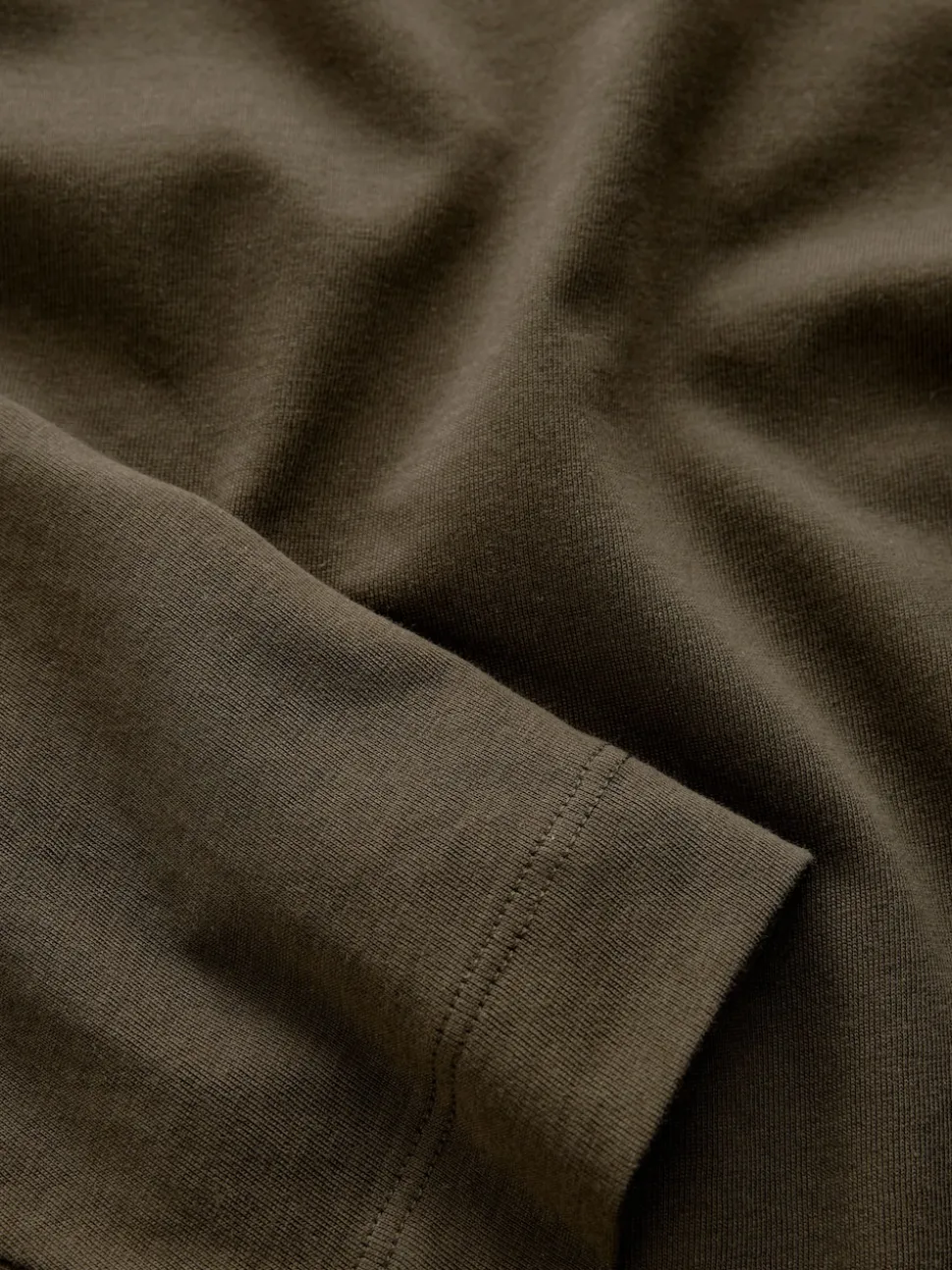Olive Green Long Sleeve Crew Neck T-Shirt