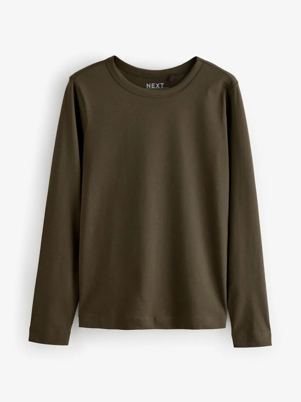 Olive Green Long Sleeve Crew Neck T-Shirt