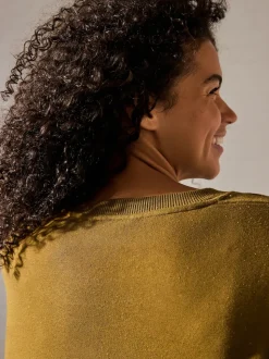 Olive Green Relaxed Fit Essentials Longline Sweatshirt with Pockets