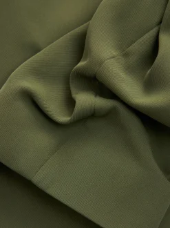 Olive Green Relaxed Ruched Sleeve Blazer