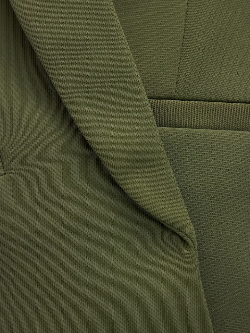 Olive Green Relaxed Ruched Sleeve Blazer