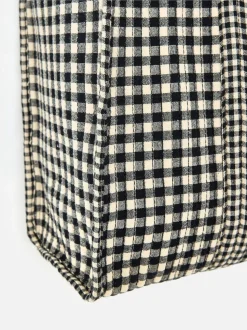 Oliver Bonas Black Gingham FabricnTote Bag